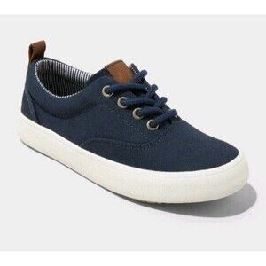 Cat & Jack Kids' Jett Low Top Sneakers Navy Blue Lace up Padded Collar Size 3